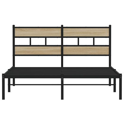 Metal Bed Frame without Mattress Sonoma Oak 140x190 cm