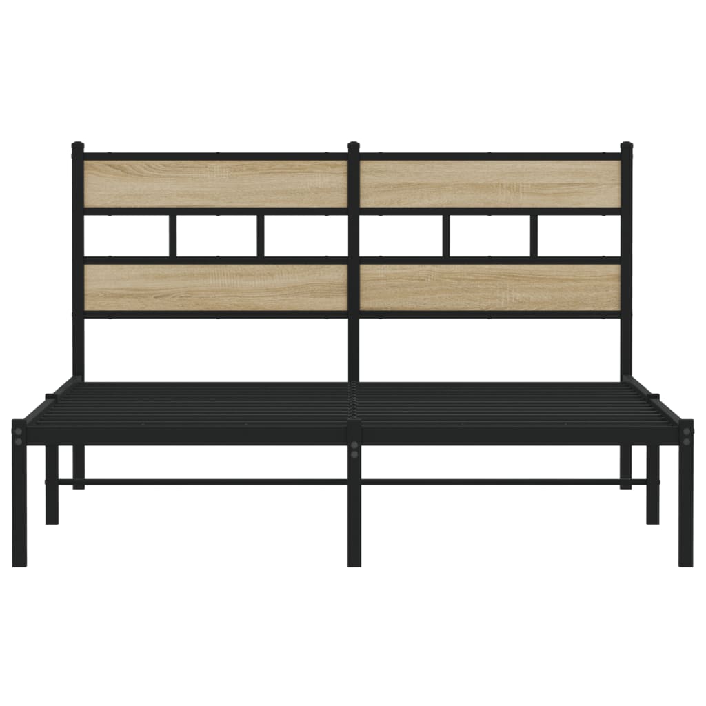 Metal Bed Frame without Mattress Sonoma Oak 160x200 cm