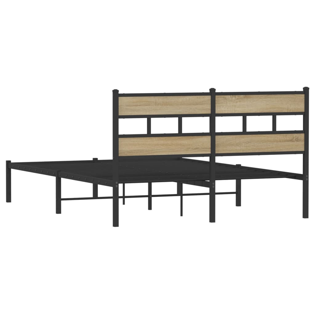 Metal Bed Frame without Mattress Sonoma Oak 160x200 cm