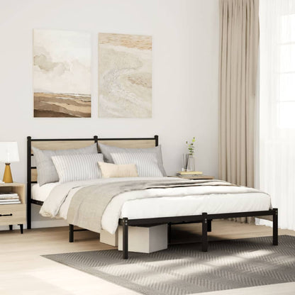 Metal Bed Frame without Mattress Sonoma Oak 160x200 cm