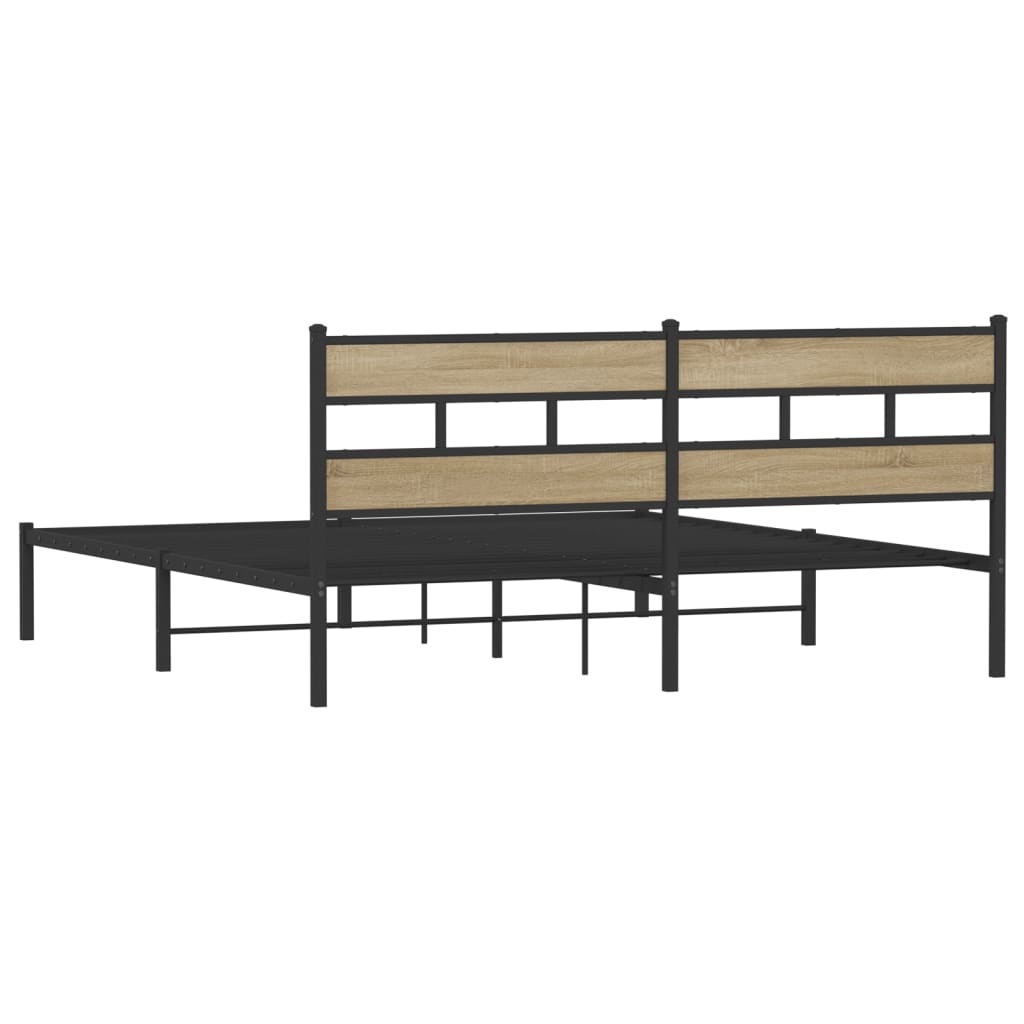 Metal Bed Frame without Mattress Sonoma Oak 180x200 cm Super King