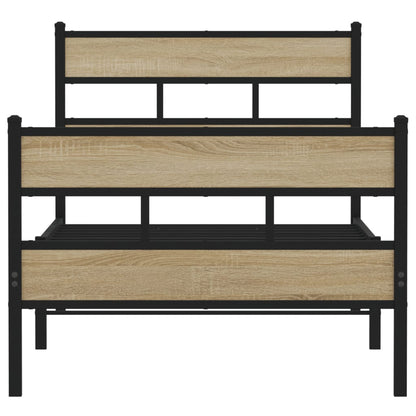 Metal Bed Frame without Mattress Sonoma Oak 90x190 cm Single