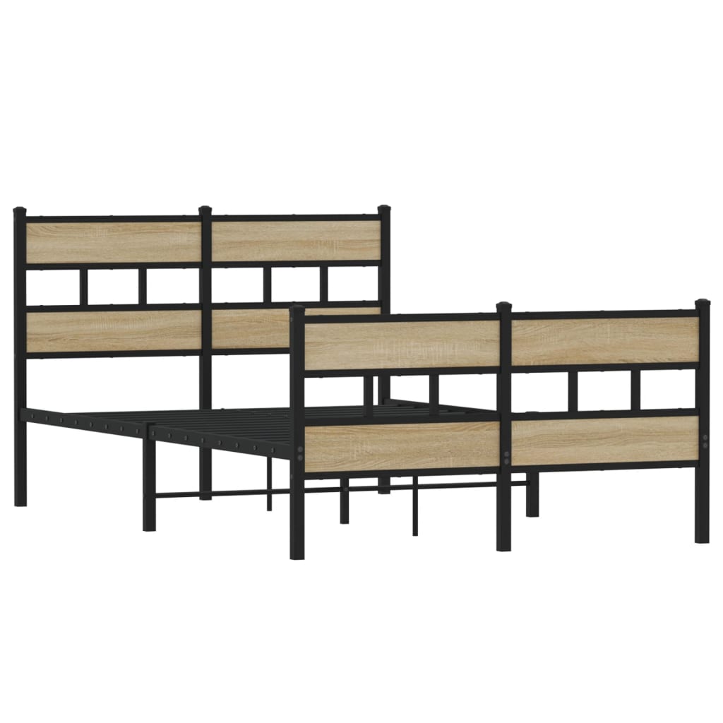 Metal Bed Frame without Mattress Sonoma Oak 120x200 cm