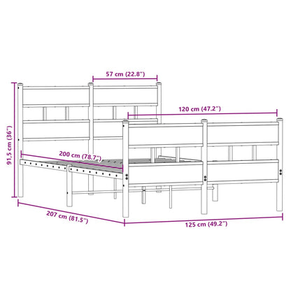 Metal Bed Frame without Mattress Sonoma Oak 120x200 cm