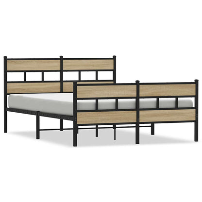 Metal Bed Frame without Mattress Sonoma Oak 140x190 cm