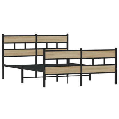 Metal Bed Frame without Mattress Sonoma Oak 140x190 cm