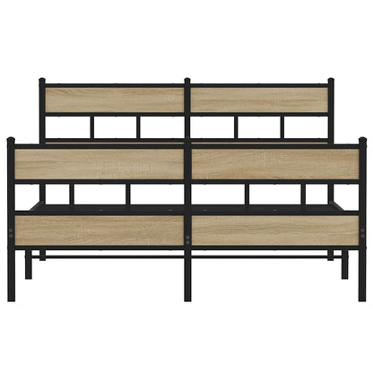 Metal Bed Frame without Mattress Sonoma Oak 140x190 cm