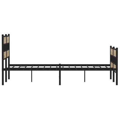 Metal Bed Frame without Mattress Sonoma Oak 140x190 cm