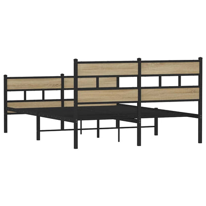 Metal Bed Frame without Mattress Sonoma Oak 140x190 cm