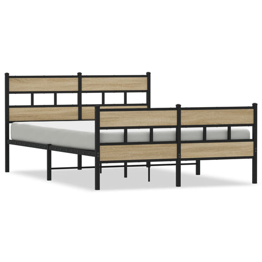 Metal Bed Frame without Mattress Sonoma Oak 140x200 cm