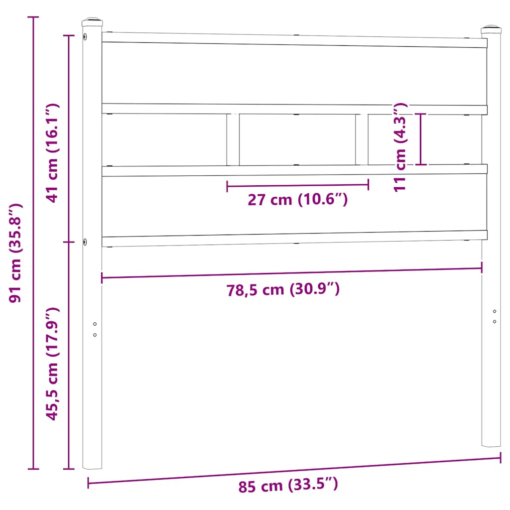 Replace Headboard Sonoma Oak 80 cm Iron and Engineered Wood