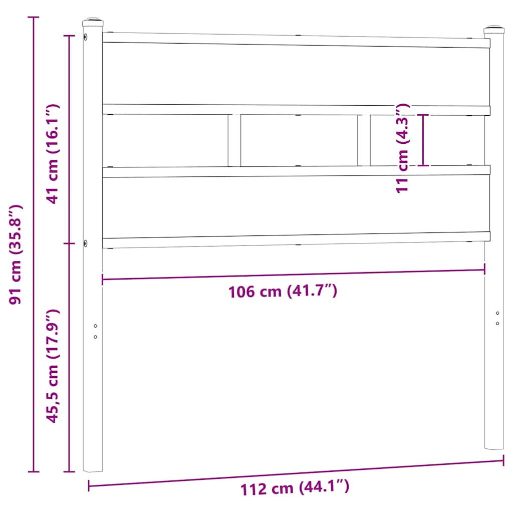 Replace Headboard Sonoma Oak 107 cm Iron and Engineered Wood