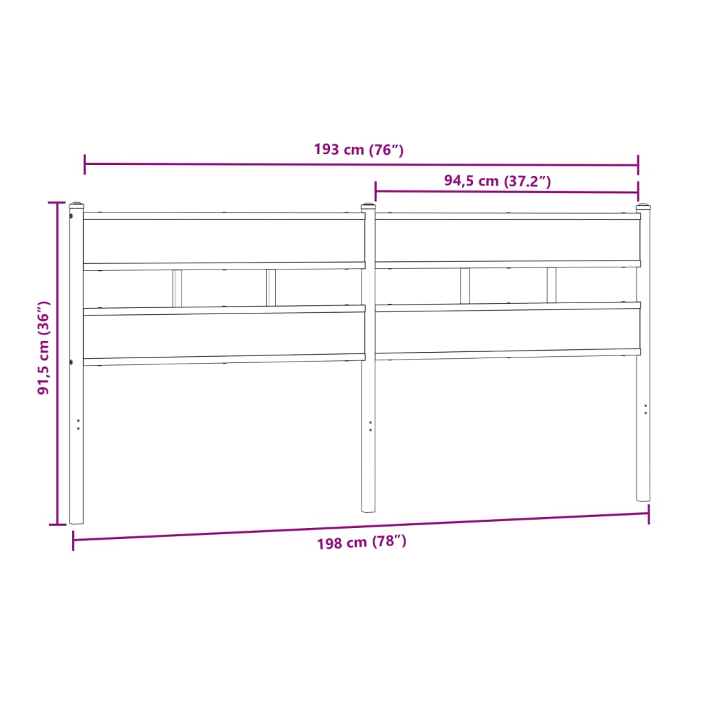 Replace Headboard Sonoma Oak 193 cm Iron and Engineered Wood