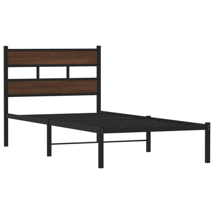 Bed Frame without Mattress with Headboard Brown Oak 75x190 cm Small Single