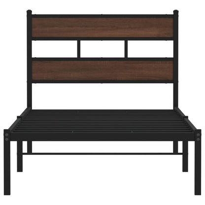Bed Frame without Mattress with Headboard Brown Oak 75x190 cm Small Single