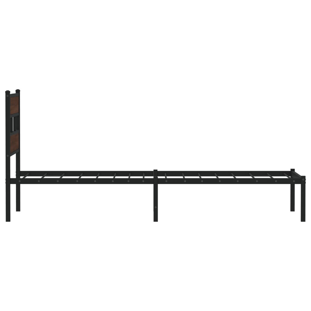 Bed Frame without Mattress with Headboard Brown Oak 75x190 cm Small Single