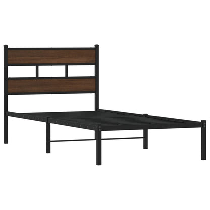 Bed Frame without Mattress with Headboard Brown Oak 80x200 cm