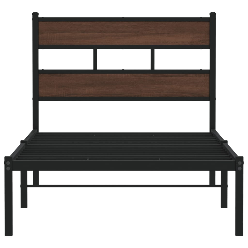 Bed Frame without Mattress with Headboard Brown Oak 80x200 cm