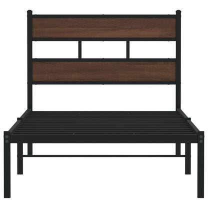 Bed Frame without Mattress with Headboard Brown Oak 80x200 cm