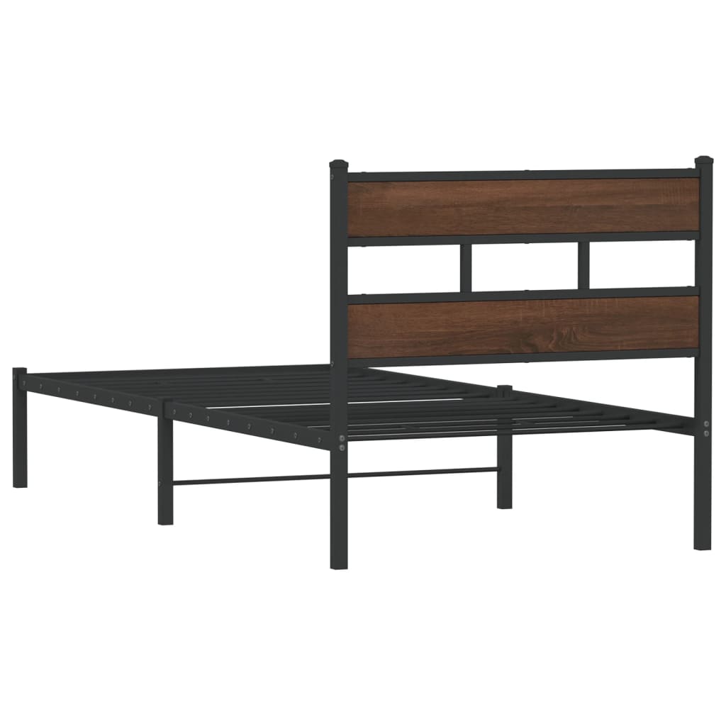 Bed Frame without Mattress with Headboard Brown Oak 80x200 cm