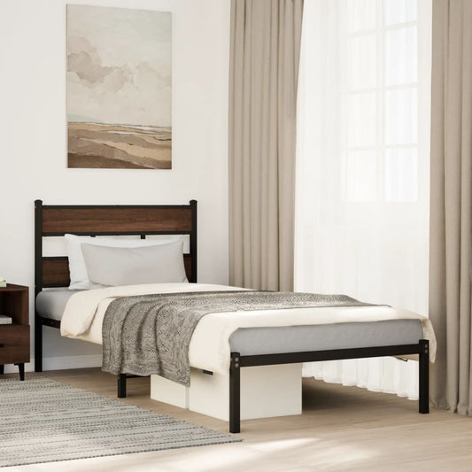 Bed Frame without Mattress with Headboard Brown Oak 80x200 cm
