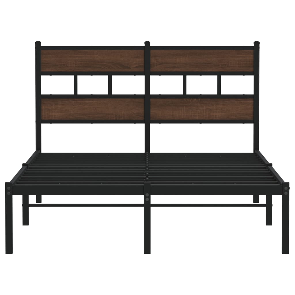 Bed Frame without Mattress with Headboard Brown Oak 120x190 cm Small Double