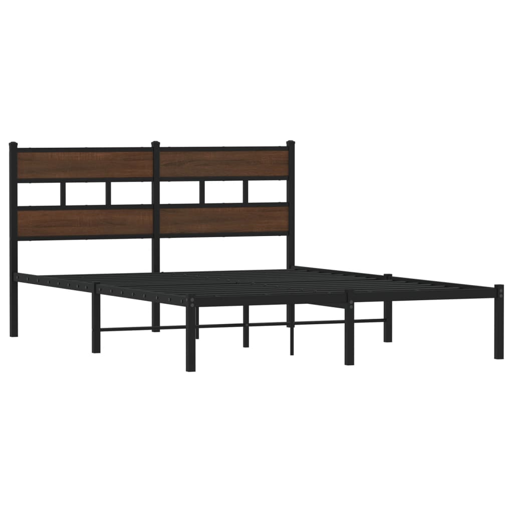 Bed Frame without Mattress with Headboard Brown Oak 137x190 cm