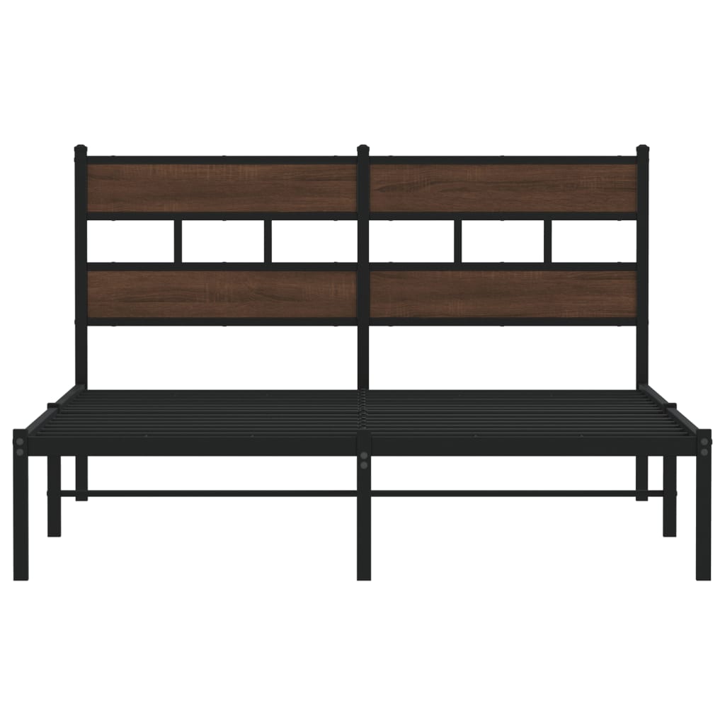 Bed Frame without Mattress with Headboard Brown Oak 137x190 cm