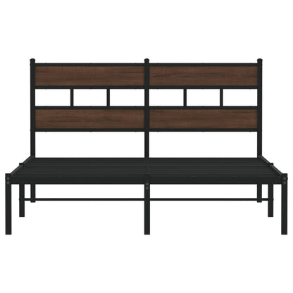 Bed Frame without Mattress with Headboard Brown Oak 137x190 cm