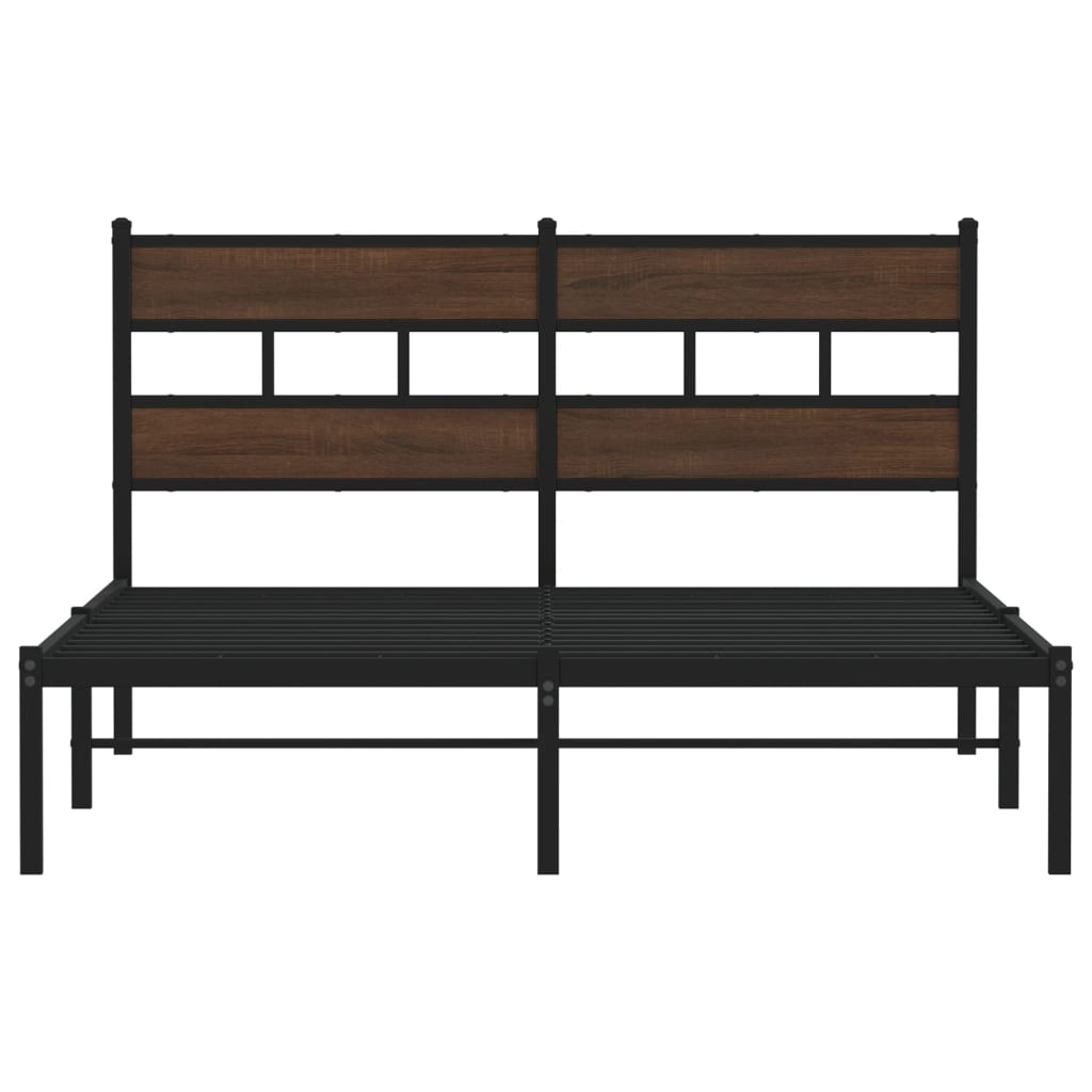 Bed Frame without Mattress with Headboard Brown Oak 160x200 cm