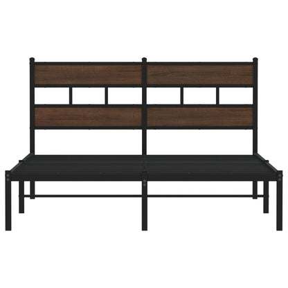 Bed Frame without Mattress with Headboard Brown Oak 160x200 cm