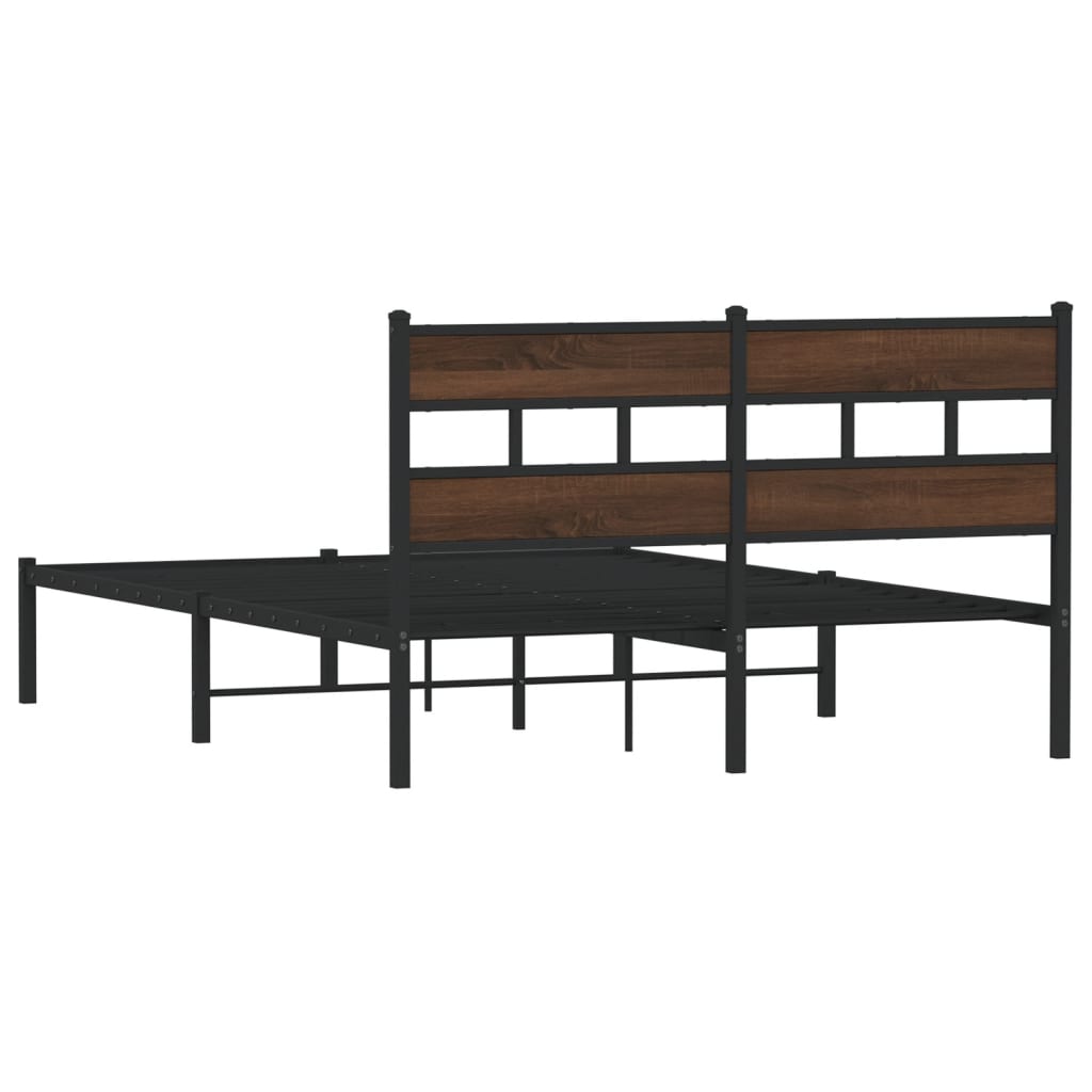 Bed Frame without Mattress with Headboard Brown Oak 160x200 cm