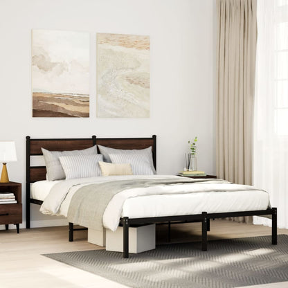 Bed Frame without Mattress with Headboard Brown Oak 160x200 cm