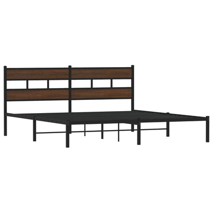 Bed Frame without Mattress with Headboard Brown Oak 183x213 cm