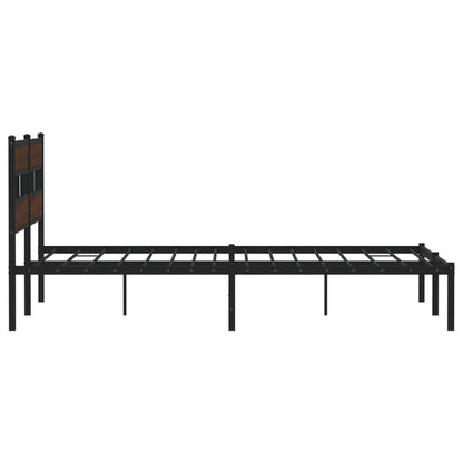 Bed Frame without Mattress with Headboard Brown Oak 183x213 cm
