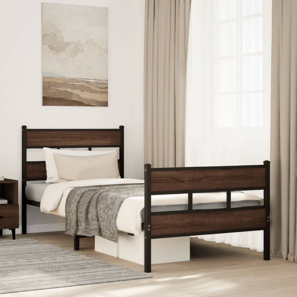 Bed Frame without Mattress with Headboard and Footboard 107x203 cm
