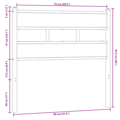 Replace Headboard Brown Oak 75 cm Steel and Engineered Wood