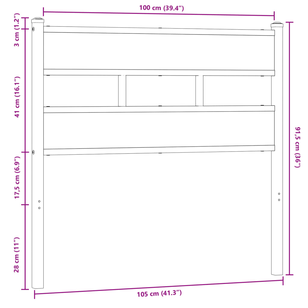 Replace Headboard Brown Oak 100 cm Steel and Engineered Wood