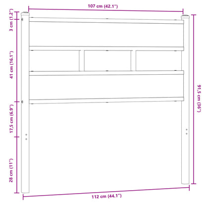 Replace Headboard Brown Oak 107 cm Steel and Engineered Wood