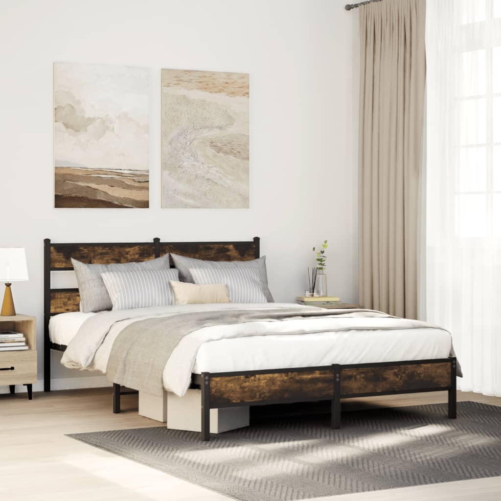 Bed Frame without Mattress with Headboard Sonoma Oak 140x190 cm
