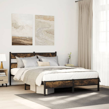 Bed Frame without Mattress with Headboard Sonoma Oak 140x190 cm