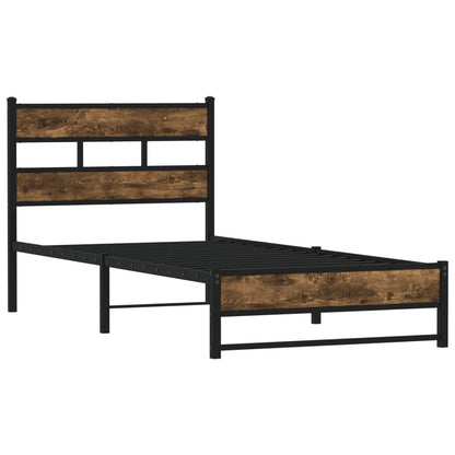 Metal Bed Frame without Mattress Smoked Oak 90x190 cm Single
