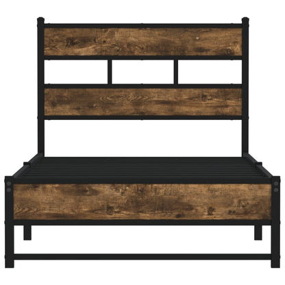 Metal Bed Frame without Mattress Smoked Oak 90x190 cm Single