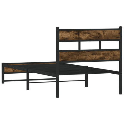 Metal Bed Frame without Mattress Smoked Oak 90x190 cm Single