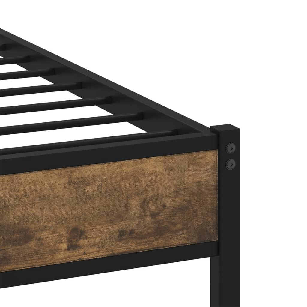 Metal Bed Frame without Mattress Smoked Oak 90x190 cm Single