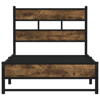 Metal Bed Frame without Mattress Smoked Oak 100x200 cm