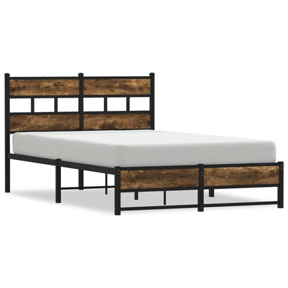 Metal Bed Frame without Mattress Smoked Oak 120x190 cm Small Double