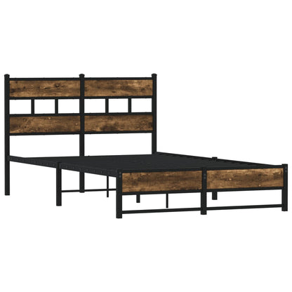 Metal Bed Frame without Mattress Smoked Oak 120x190 cm Small Double