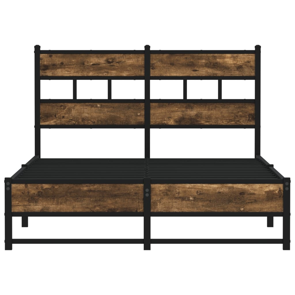 Metal Bed Frame without Mattress Smoked Oak 120x190 cm Small Double
