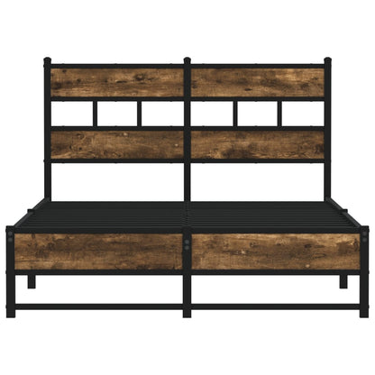 Metal Bed Frame without Mattress Smoked Oak 120x190 cm Small Double